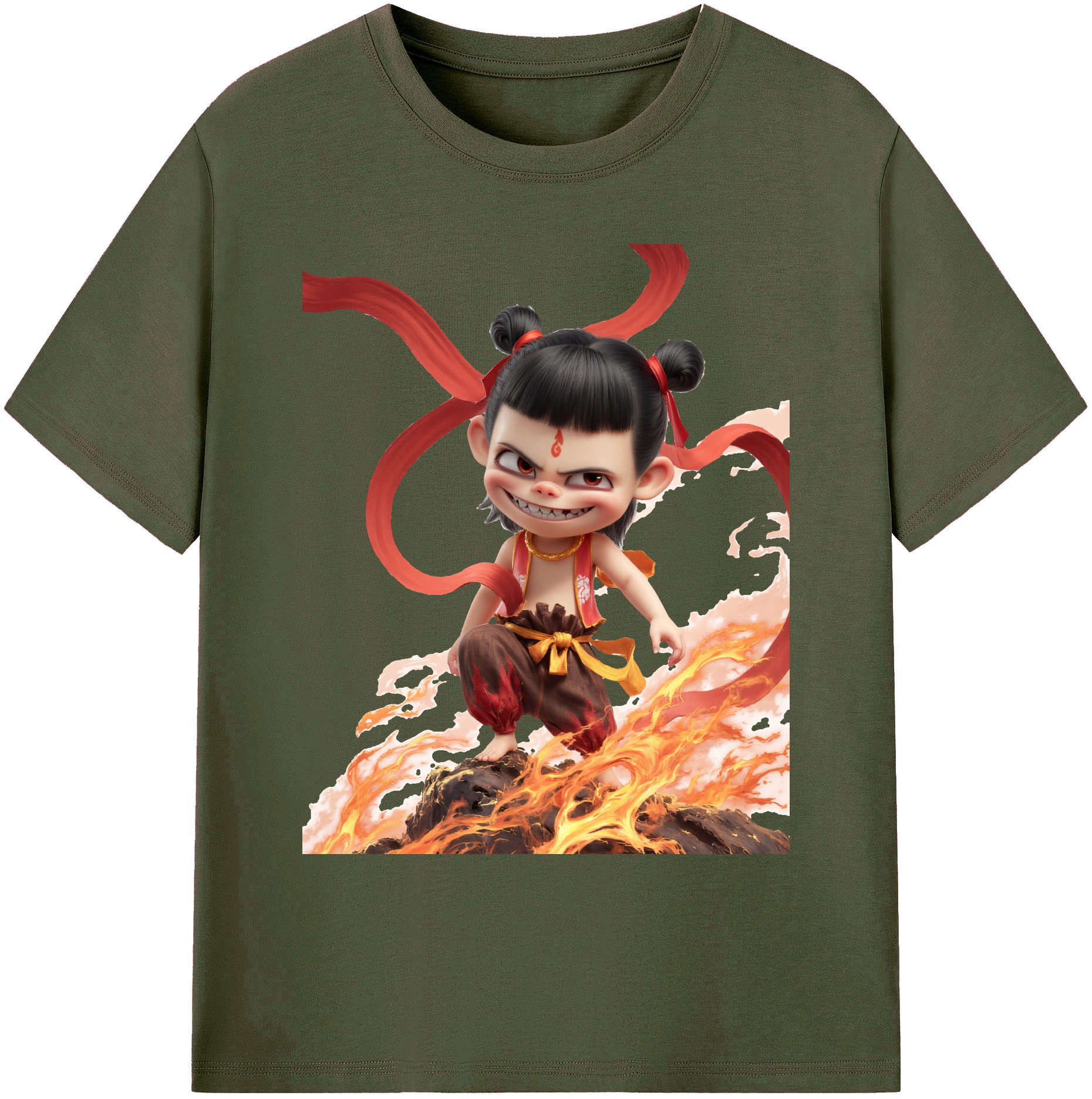 （画像用） Ne Zha 2 ナタ 魔童の大暴れ 綿100％ メンズ半袖Tシャツ｜肌触りやわらか＆通気性